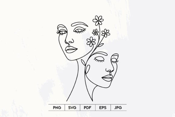 Download Abstract Twin Faces Line Art SVG - Faces Collection