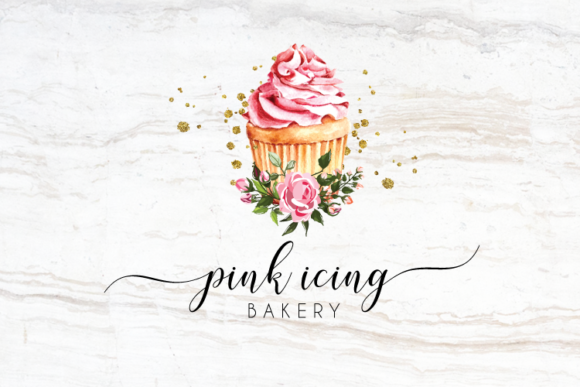 Download Watercolor Pink Cupcake Logo Design - Cupcake logo Collection