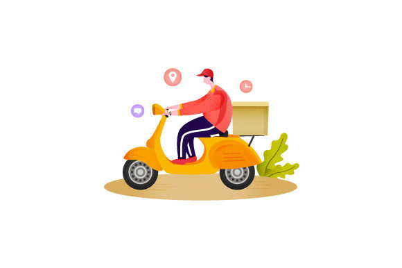 Download Delivery Man Worker Riding Scooter Motor - Man Collection