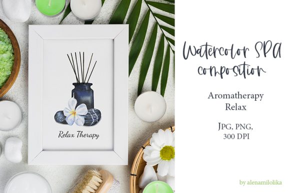 Download Watercolor SPA Composition. Aromatherapy - Therapy Collection