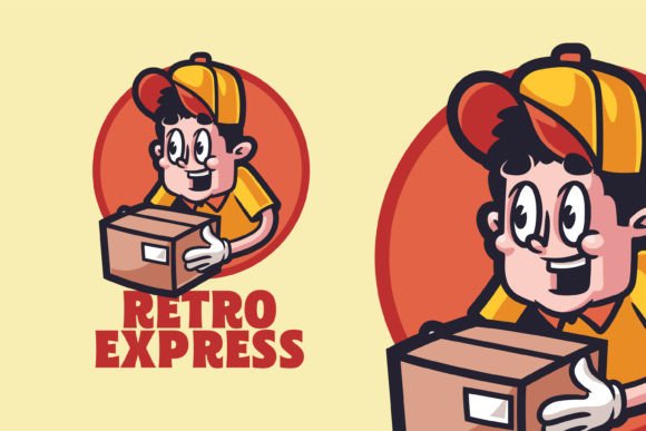 Download Delivery Man Retro Logo Character - Man Collection