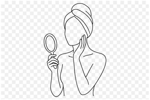 Download Faceless Woman Skincare Line Art - Man Collection