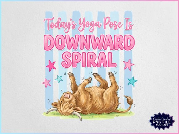 Download Preppy Funny Highland Cow Yoga PNG - Yoga Collection