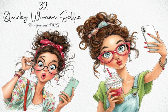 Download Quirky Woman Summer Selfie Clipart PNG - Man Collection
