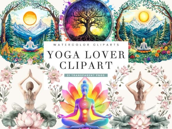 Download Watercolor Yoga Lover Clipart Bundle - Yoga Collection