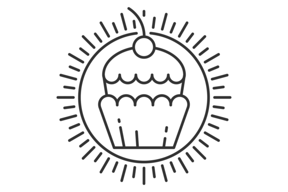 Download Cupcake Logo. Thin Line Sweet Pastry Ico - Cupcake logo Collection