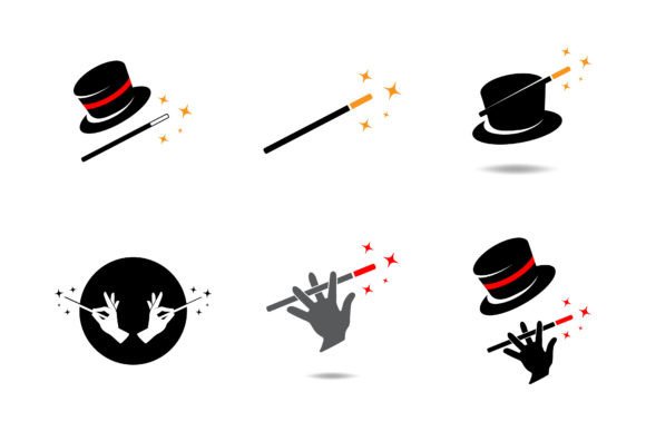 Download Set of Magic Wand Logo Vector - Premium Bundle